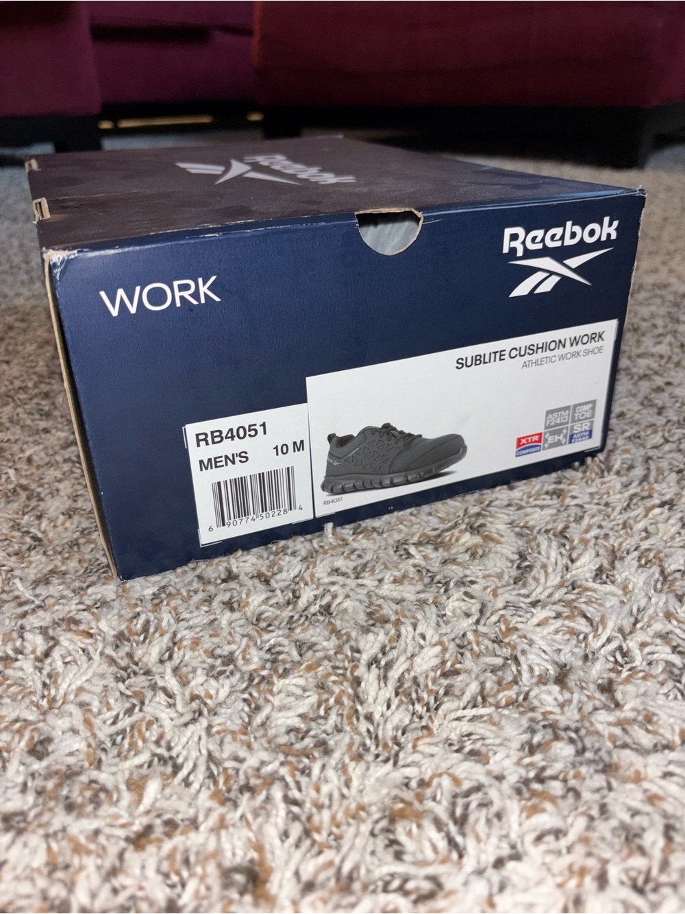 Reebok SubLite Cushion Work Shoe - Mens Size 10 - Black